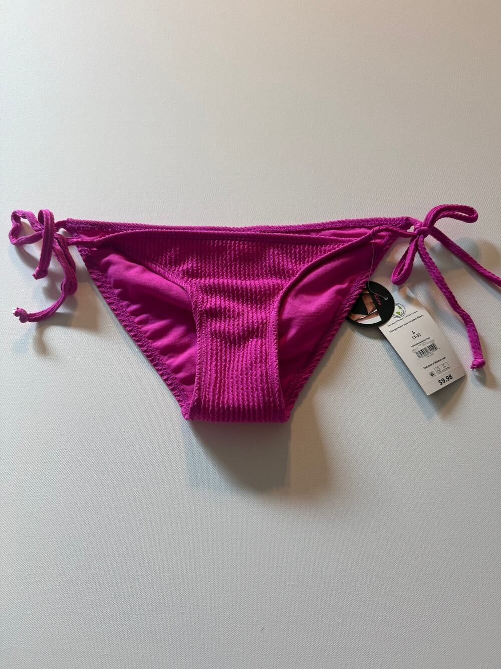 No Boundaries Junior 3/5 Hot Pink Side Tie Bikini Bottom NWT